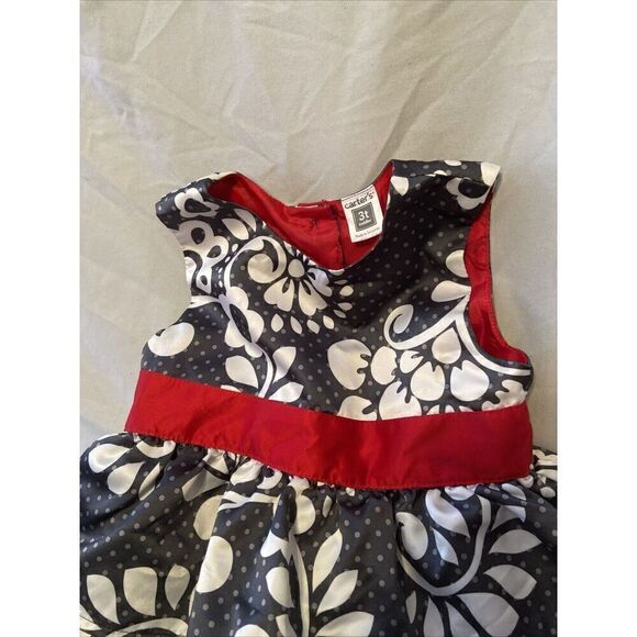 Carter Toddler 3T Sleeveless Ruffle Dress With Red Bow. Adorable Super Cute - Picture 3 of 5